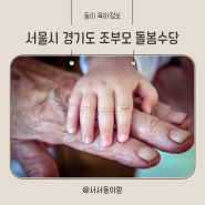 서울시 경기도 조부모 돌봄수당 금액 지원요건 신청방법