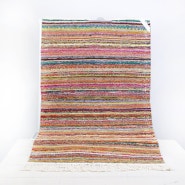 칸타퀼트 리사이클 사리 러그 Recycled sari kilim handloom carpet, Soft Stripe, 66 x 106 cm, made in Bangladesh