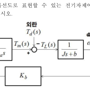 다음 그림과 같은 블록선도로 표현할 수 있는 전기자제어 DC 전동기의 전달함수G(s)=⍬(s)/V(s)를 구하시오.