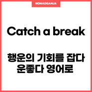 [원어민만 알고쓰는 영어표현] catch a break 행운의 기회를 잡다 영어로