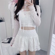 ootd | 시스루 레이스탑 롱슬리브 코디 발레코어룩