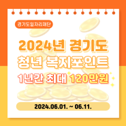 2024년 경기도 청년 복지포인트 지급!!! (2024. 06. 01. ~ 06. 11.)