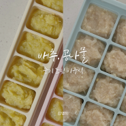 8개월 아기 중기 2단계 토핑 이유식 배추, 콩나물 큐브 만들기 feat. 콩나물 촉감놀이