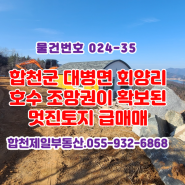 합천군 대병면 회양리 호수 조망 주택 가능한 멋진 토지 매매. 합천 삼가 제 부동산. 055-932-6868