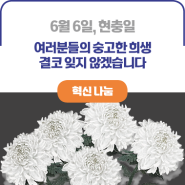 여러분들의 숭고한 희생을 결코 잊지 않겠습니다, 6월 6일 현충일