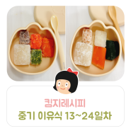 킴지 Recipe* 이유식 기록🍚 중기 1단계 13~24일차 (쌀보리/시금치/무/고구마/아욱) ෆ