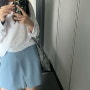 5kplace 에어핏치마반바지 파스텔블루 오케플 ootd