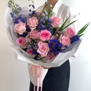[ 꽃다발 ] 핑크&블루 믹스 꽃다발 :: 더루즈플라워
