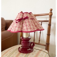 빈티지램프 ♣ Vintage burgundy check ceramic lamp