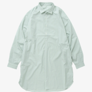 sillage 실라주 수피마 코튼 팝 오버 롱 셔츠 - 그린 스트라이프 popover shirt long supima cotton green stripe