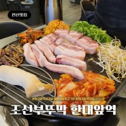 안산 한대앞역 고기집 조선부뚜막 한돈 삼겹살과 소금의 만남