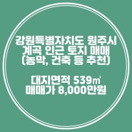 경치 좋고 하천 딸린 작은 땅 163평 대지! (강원 원주)