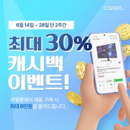 [ 카멜 ] 단 2주간, 제품 구매만 해도 최대 30% 네이버페이 적립 캐시백 이벤트 진행!