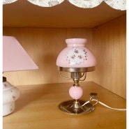 빈티지조명 ♣ Vintage pink floral opaline lamp