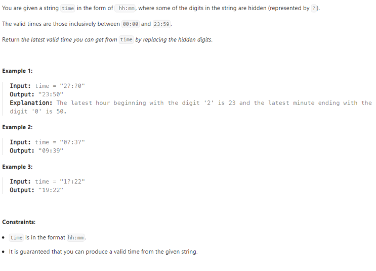 JAVA_LeetCode 1736_Latest Time by Replacing Hidden Digits : 네이버 블로그