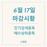 6월 17일 마감 시황 인기 검색 종목 매수 상위 종목