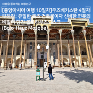 [중앙아시아 여행 10일차]우즈베키스탄 4일차 - 부하라: 유일한 목조 건축물이자 신비한 연못의 비밀이 담긴 볼로하우즈모스크(Bolo-Hauz Mosque)