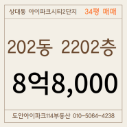 대전 유성 상대동 아이파크시티 202동 22층 매매