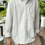 [신상품] 미니멀 오버핏 시어서커 스트라이프 셔츠 3컬러 남자 여름 셔츠