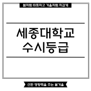 세종대학교 수시등급 및 경쟁률 전반적인 입시 정보 확인