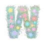 "W" 꽃길만 걷자(알파벳, 이니셜, 꽃글자, 마플샵 굿즈, 컬러링, 366 날마다그림)