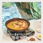 기장 장안사 물놀이 부산 계곡 있는 식당 장안사산장 오리고기 백숙 맛집