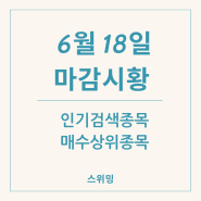6월 18일 마감 시황 인기 검색 종목 매수 상위