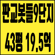 성남아파트 매매 판교 봇들마을 9단지 금호어울림 43평 19대 경매