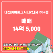 대전아이파크시티2단지 204동 매매 14억 5,000 추천