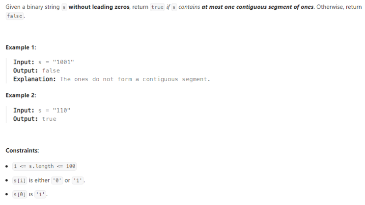 JAVA_LeetCode 1784_Check if Binary String Has at Most One Segment of ...