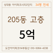 대전 유성 상대동 아이파크시티 205동 고층 34평 전세