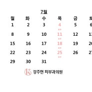 2024년 7월 진료시간표, 강주현피부과