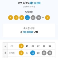 5만원 복권 당첨