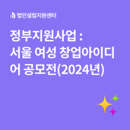 정부지원사업 : 서울 여성 창업아이디어 공모전(2024년)
