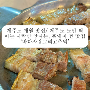 제주도 애월 오션뷰 흑돼지 잔치국수 제주도민 맛집 흑돼지장작구이 ‘바다사랑그리고추억’