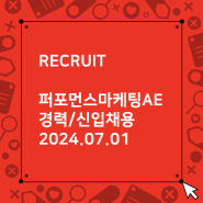 2024년 하반기 퍼포먼스마케팅AE 경력/신입 채용