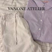 review | 데일리룩 휴가룩 추천, 반원 아틀리에 (vanone atelier) 시스루 스트라이프 셔츠 & 밴딩 플레어 팬츠 리뷰