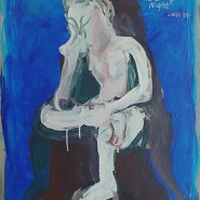The Lonely Night__Self-Portrait, Acrylic on Panel, 72.7 x 60.6 cm, 2024
