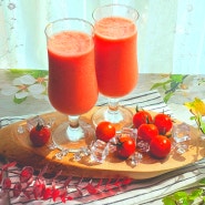 시원한 수박 주스 만들기 수박 토마토 주스 태국 땡모반 여름 과일 쥬스