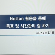 노션 notion 활용을 통해 목표 및 시간관리 잘하기(노션 강의하러가서 노션쓰지 않아도 된다고 얘기하고 오다) 서울시미래청년일자리 ot 특강. 위너스플랜 김해리