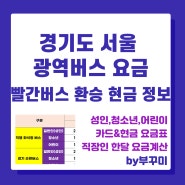 경기도 서울 광역버스 요금 빨간버스 환승 현금 정보