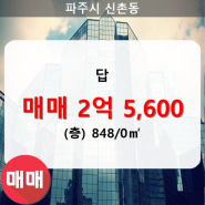 [파주 토지] 신촌동 답 848/0㎡ 매매