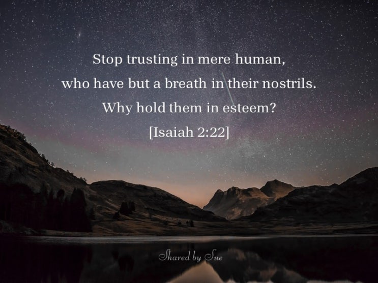 Stop trusting in mere humans. (이사야 2:12~22) : 네이버 블로그