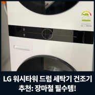 LG 워시타워 드럼 세탁기 건조기 추천: 장마철 필수템! W20WHN 24kg + 20kg