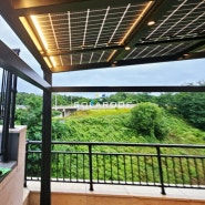 4층 주택 베란다 테라스 태양광 캐노피 바닥 데크 시공