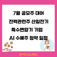 7월 공모주 대어 전력관련주 산일전기 특수변압기 기업 AI 수혜주 청약일정