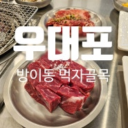 방이동 먹자골목 고기 맛집 우대포 깍뚝꽃살 리뷰 메뉴 주차
