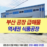 부산 강서구 공장매매, 역세권 강동동 급매물 식품공장 대저동 부동산