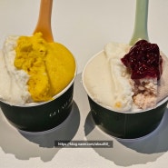 잠실 송리단길 아이스크림 젤라떼리아 도도 - 복숭아요거트, 이스파한(장미), 망고코코넛
