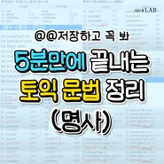 토익 문법 공부 5분만에 끝내기 (명사 편)